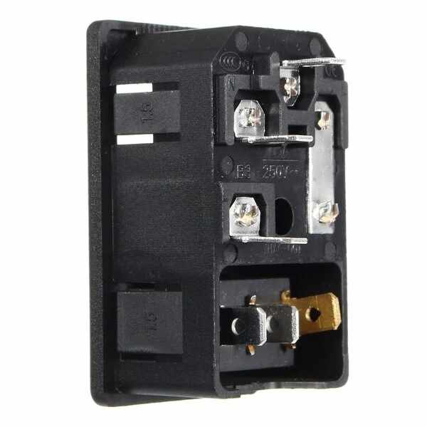 Conector alimentacion C14 AC con fusible hembra sin marco Negro 10 A - imagen 3