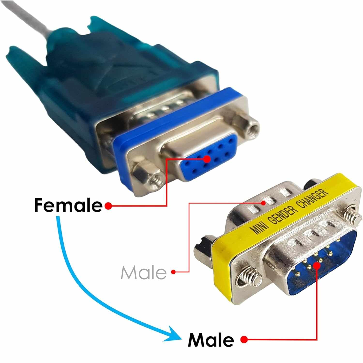 Adaptador serie RS232 DB9 macho a hembra - imagen 5