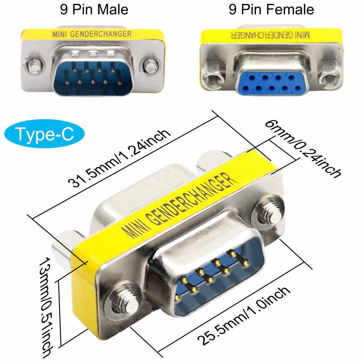 Adaptador serie RS232 DB9 macho a hembra - imagen 2
