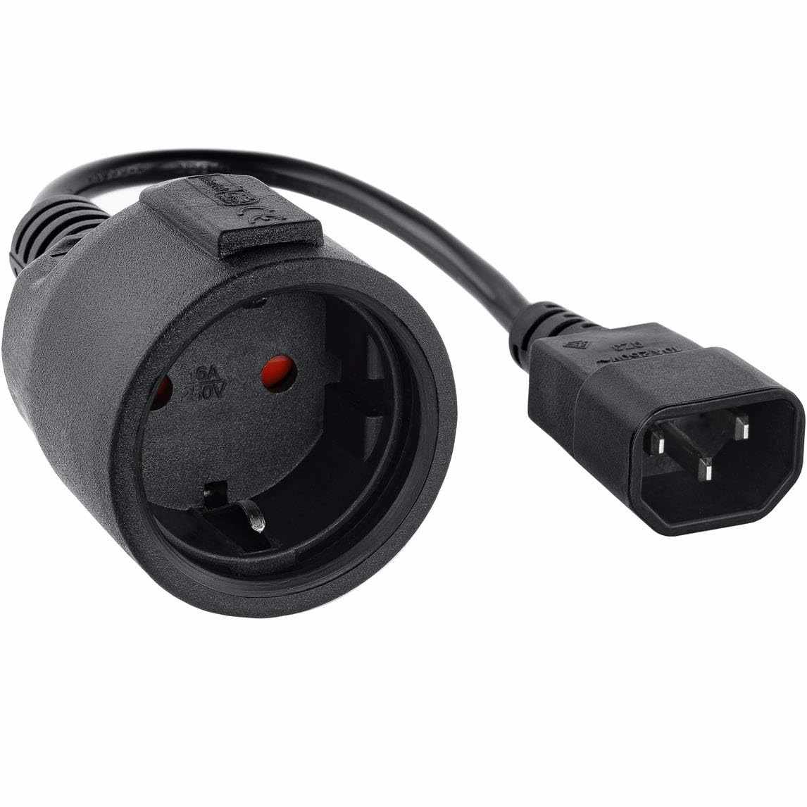 Cable Shucko Hembra a IEC C14 Macho 25 cm Negro