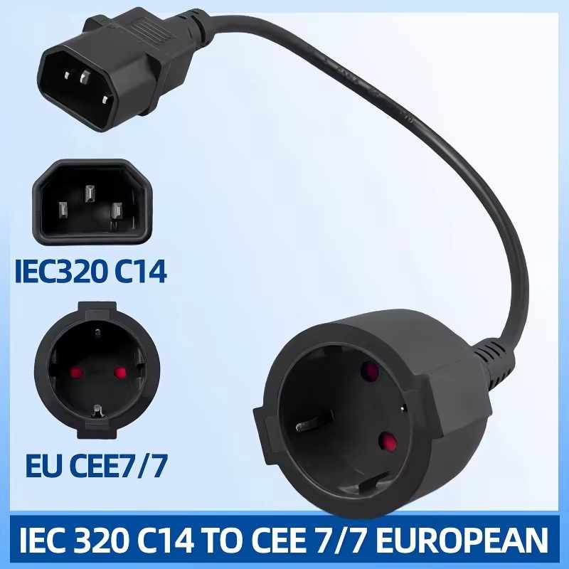 Cable Shucko Hembra a IEC C14 Macho 25 cm Negro - imagen 4