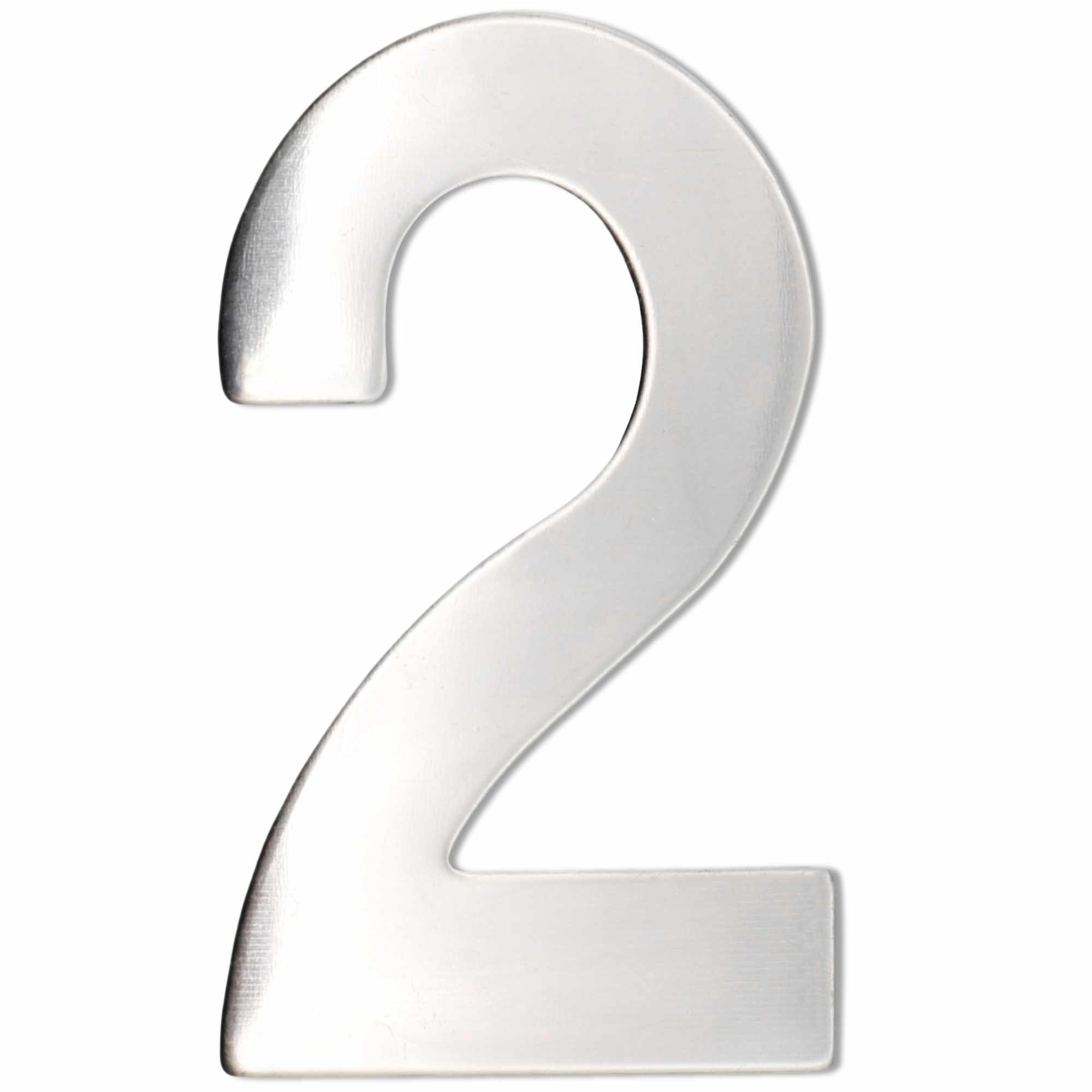 Numero 2 adhesivo en acero inoxidable 7.5 cm plateado - imagen 1