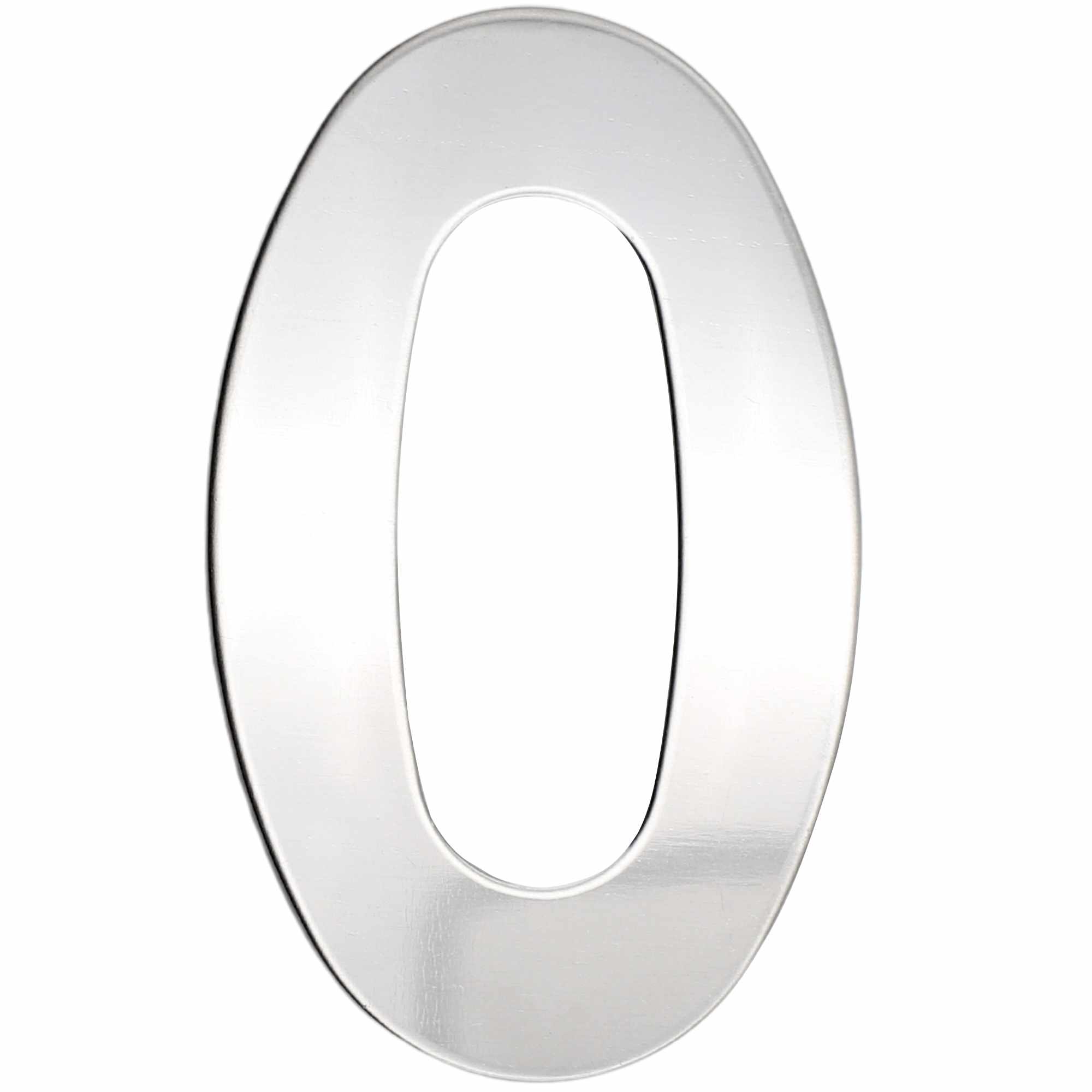 Numero 0 adhesivo en acero inoxidable 7.5 cm plateado - imagen 1