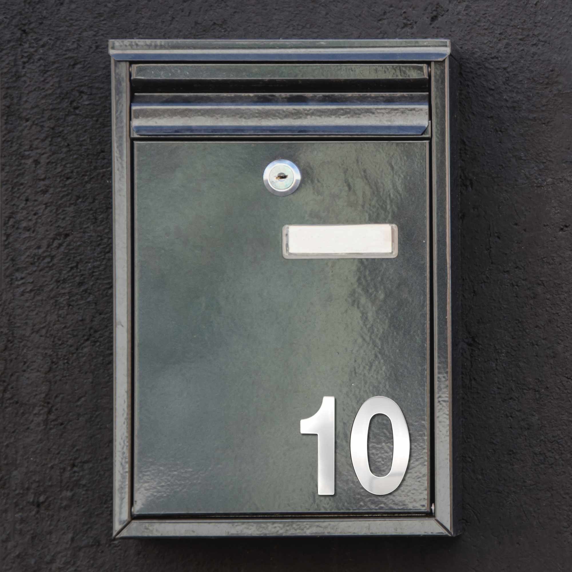 Numero 0 adhesivo en acero inoxidable 7.5 cm plateado - imagen 5