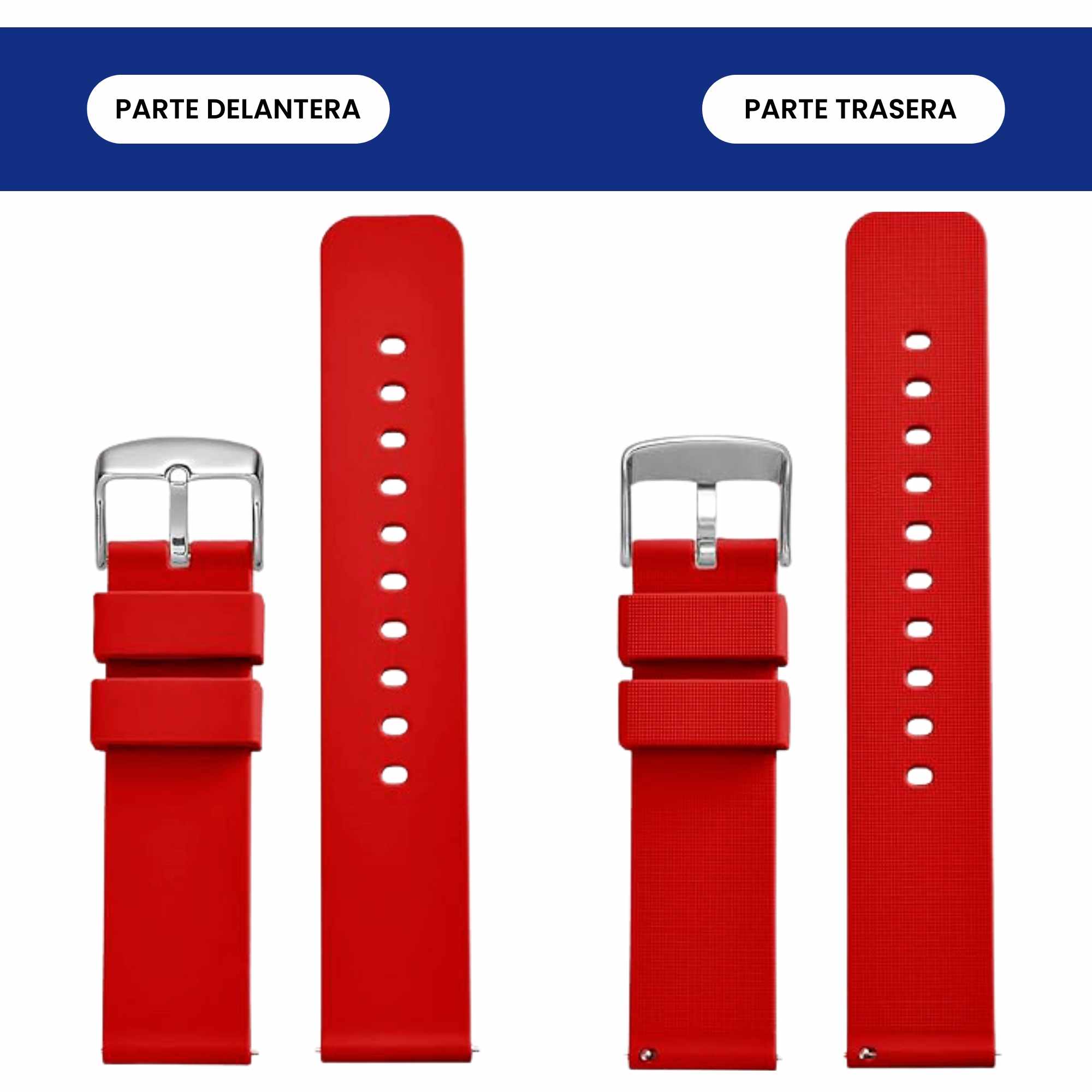 Correa reloj silicona liberacion rapida 22 mm Rojo - imagen 6