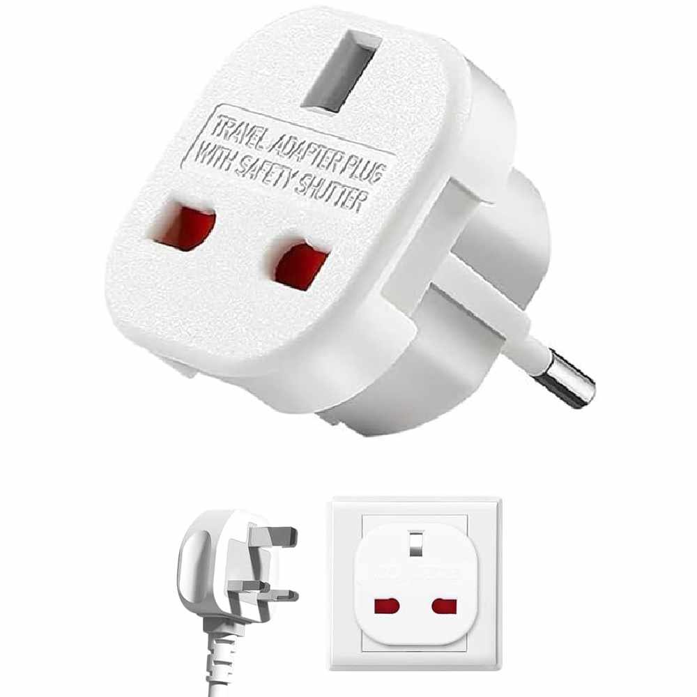 Adaptador de Enchufe de UK a Enchufe Europeo Blanco