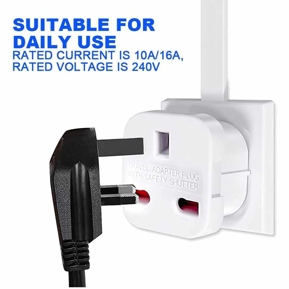 Adaptador de Enchufe de UK a Enchufe Europeo Blanco - imagen 4