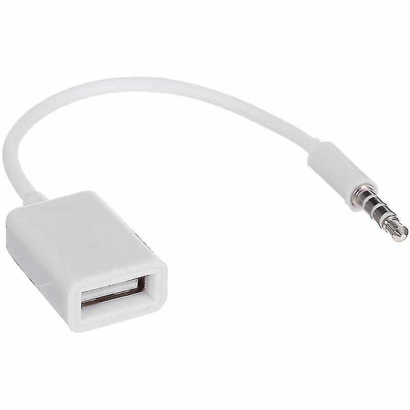 Cable adaptador USB hembra a jack 3.5mm AUX macho 0.20 Metros Blanco - imagen 1