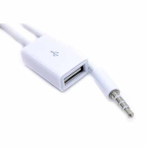 Cable adaptador USB hembra a jack 3.5mm AUX macho 0.20 Metros Blanco - imagen 2