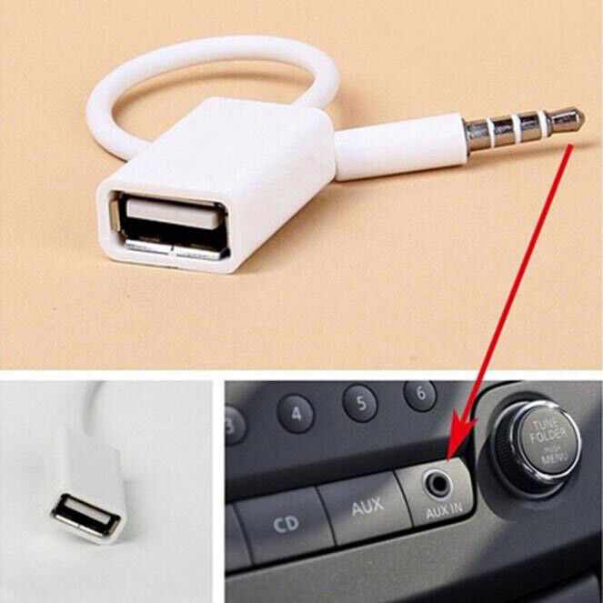 Cable adaptador USB hembra a jack 3.5mm AUX macho 0.20 Metros Blanco - imagen 5