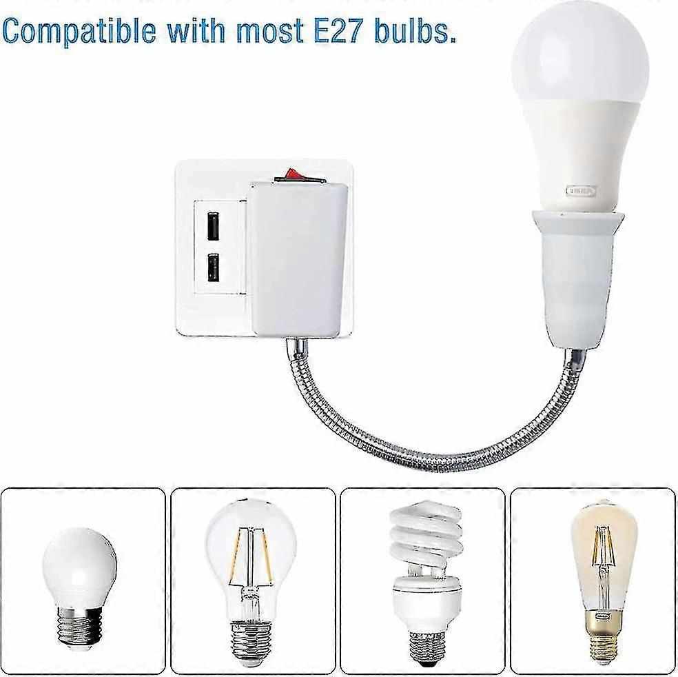 Adaptador de Enchufe E27 Europeo con interruptor Blanco - imagen 4