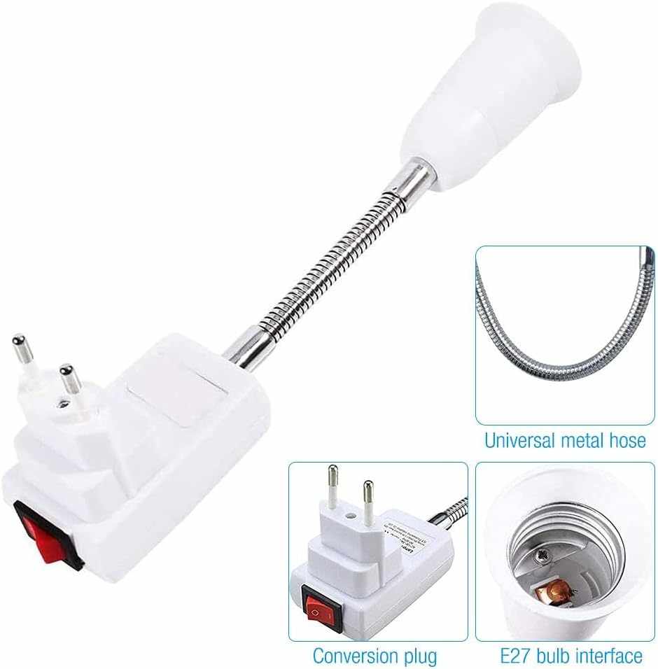 Adaptador de Enchufe E27 Europeo con interruptor Blanco - imagen 3