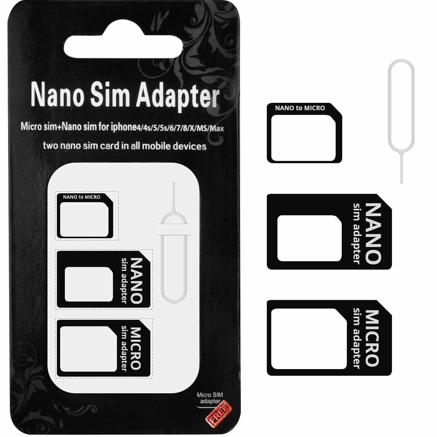 Adaptador de tarjeta nanoSIM microSIM y SIM para movil Negro - imagen 1