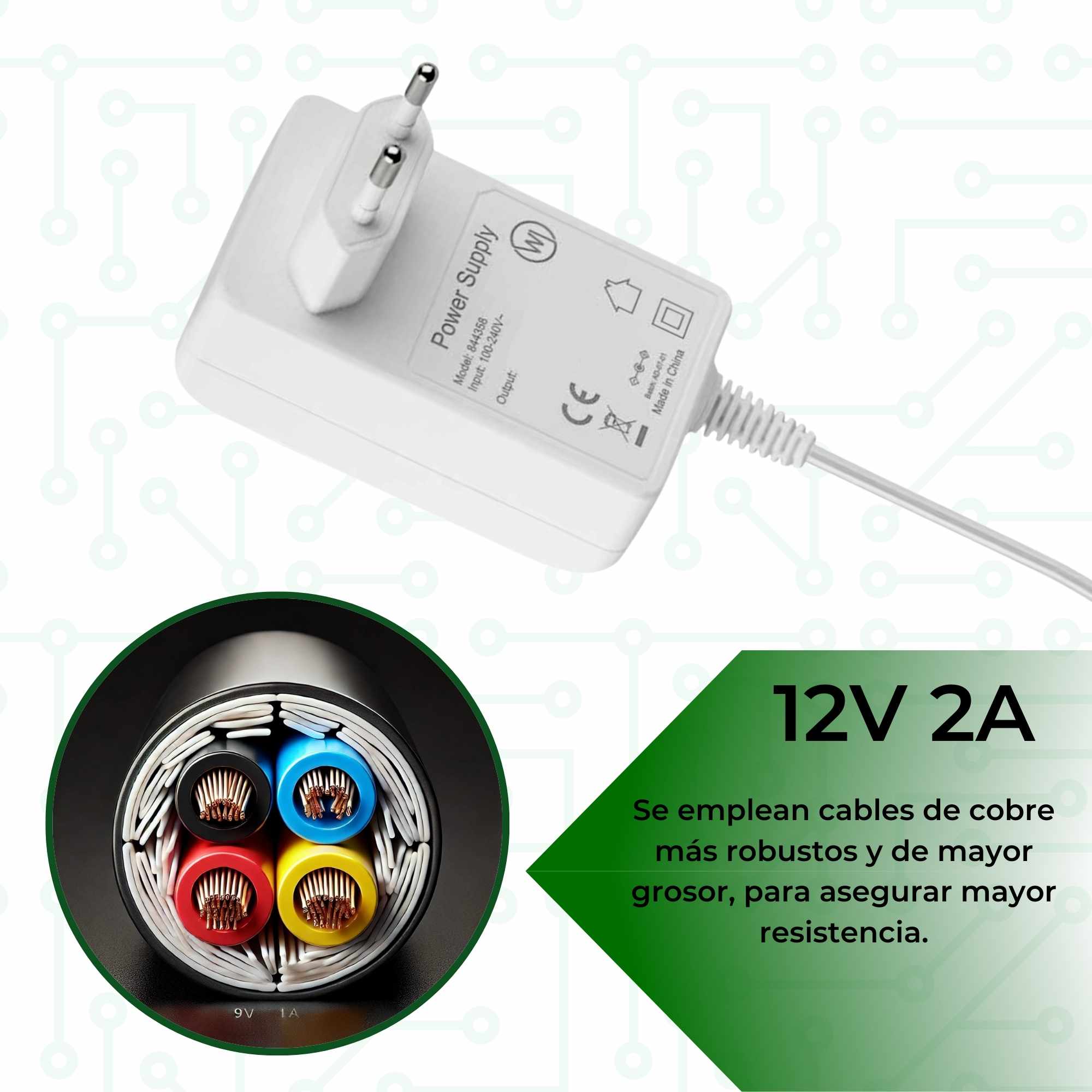 Alimentador 12V 2A blanco - imagen 4