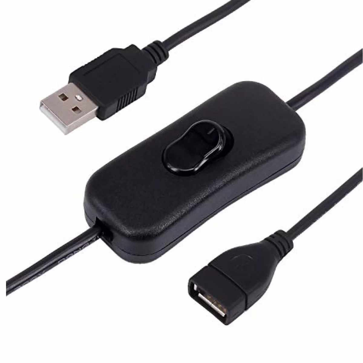 Cable USB con interruptor macho-hembra 30 cm Negro - imagen 1