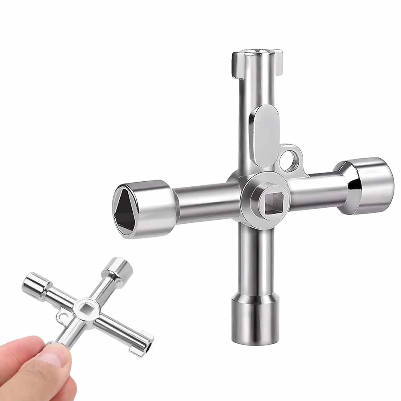 Llave Multifuncional de 4 puntas plateado