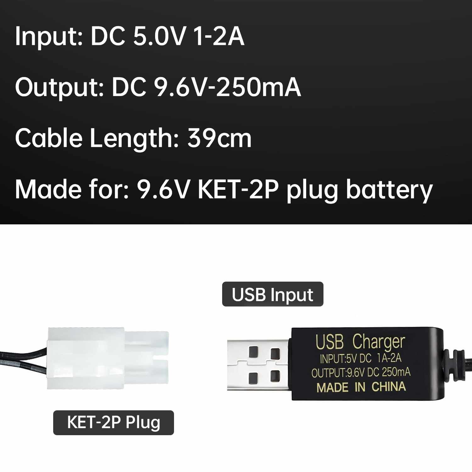Cable de carga USB para coche RC 9.6 V 200mA Negro 50 cm - imagen 3