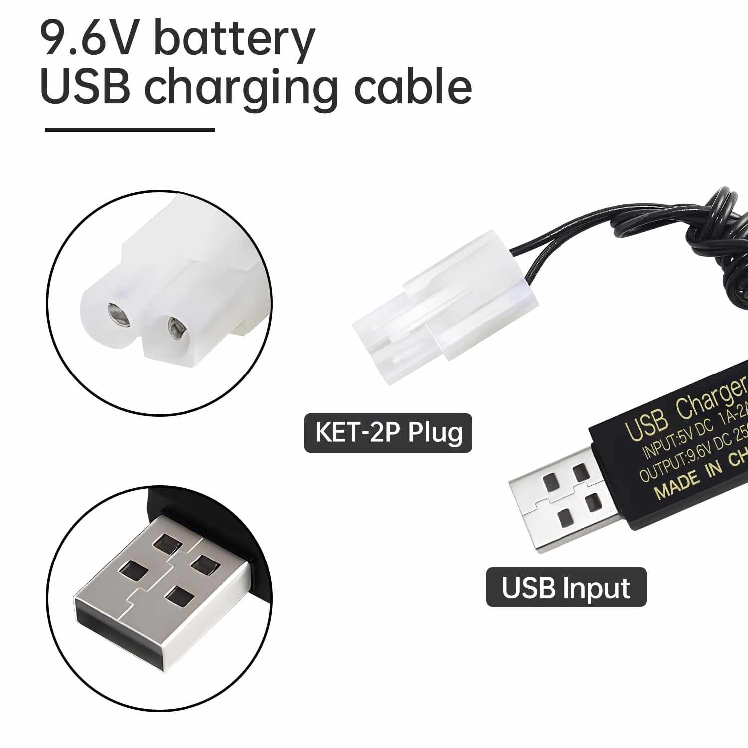 Cable de carga USB para coche RC 9.6 V 200mA Negro 50 cm - imagen 5