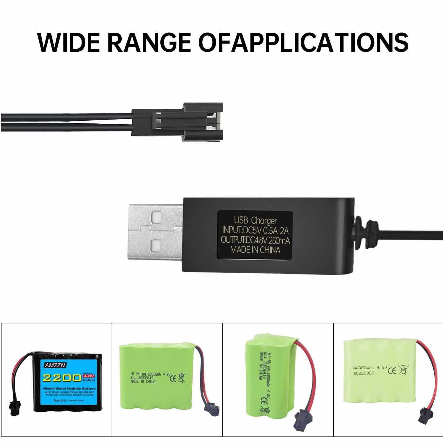 Cable de carga USB para coche RC 4.8 V 250mA 50 cm negro - imagen 5