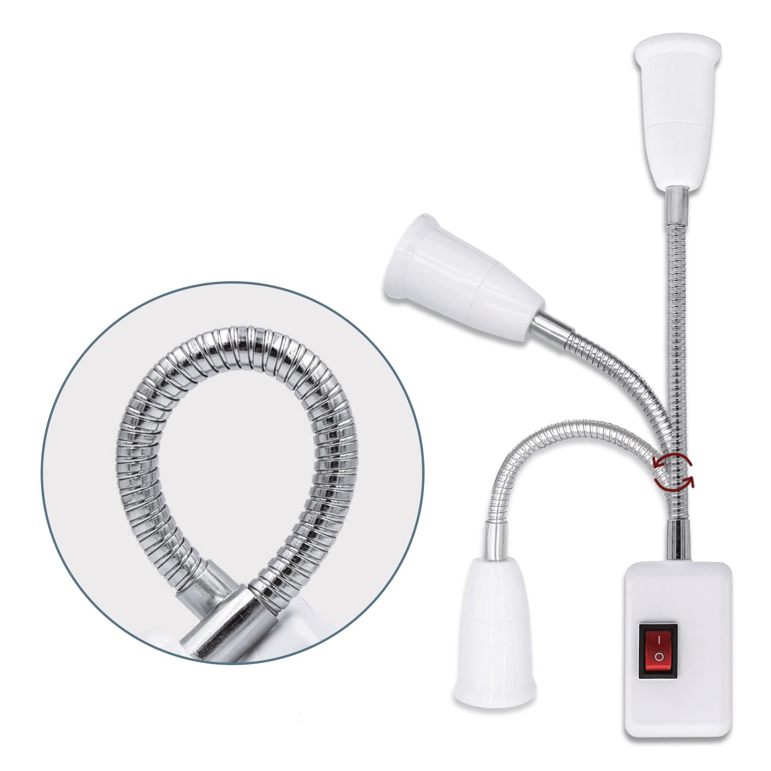 Adaptador de Enchufe E27 Europeo con interruptor V2 Blanco - imagen 2