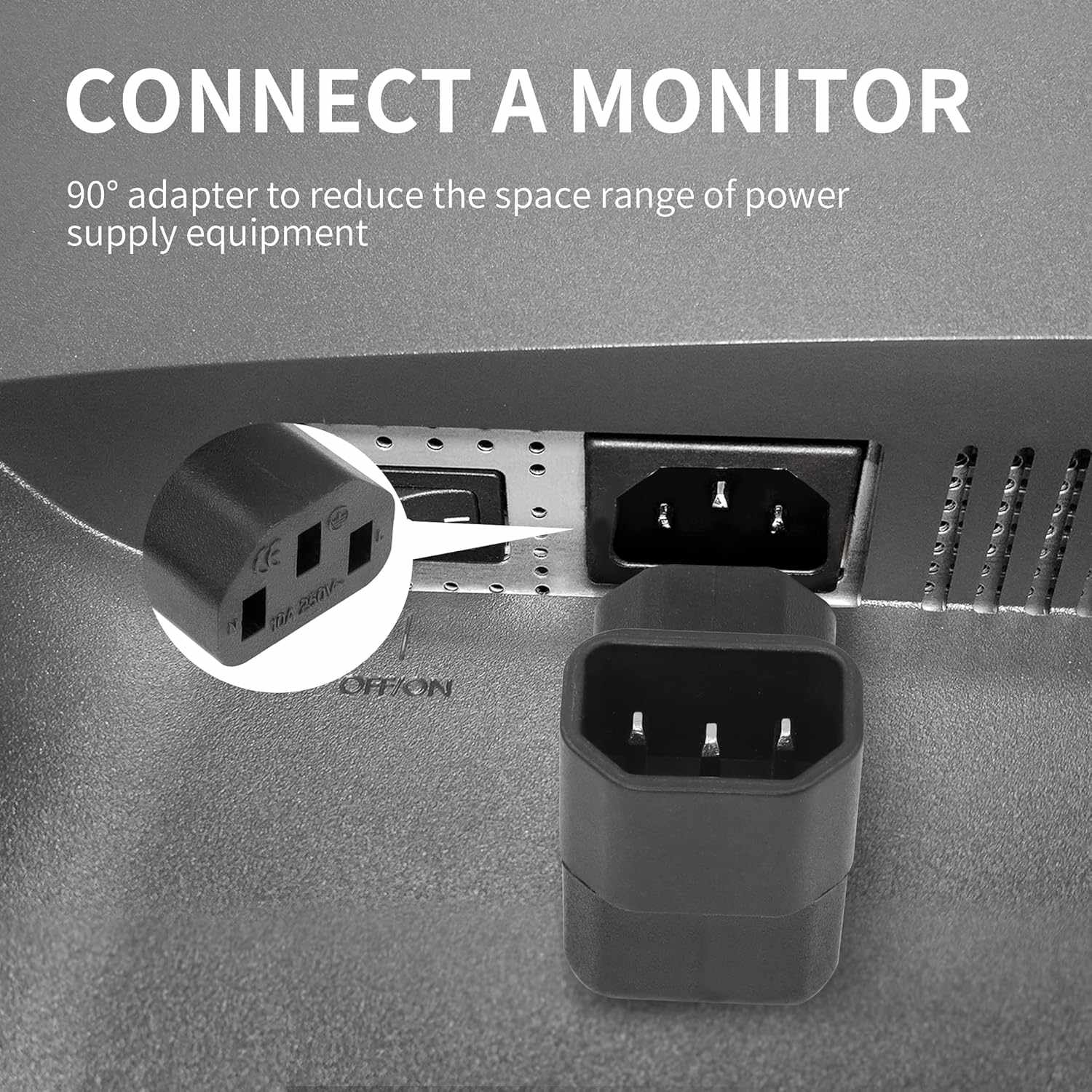 Adaptador IEC C14 a C13 macho a hembra acodado 180 grados Negro - imagen 4