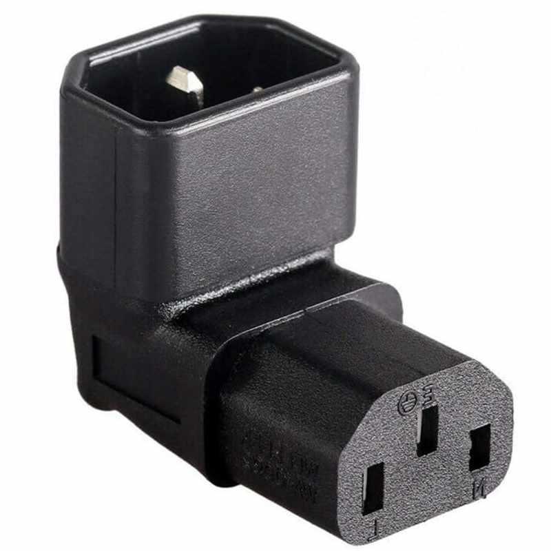 Adaptador IEC C14 a C13 macho a hembra acodado 180 grados Negro