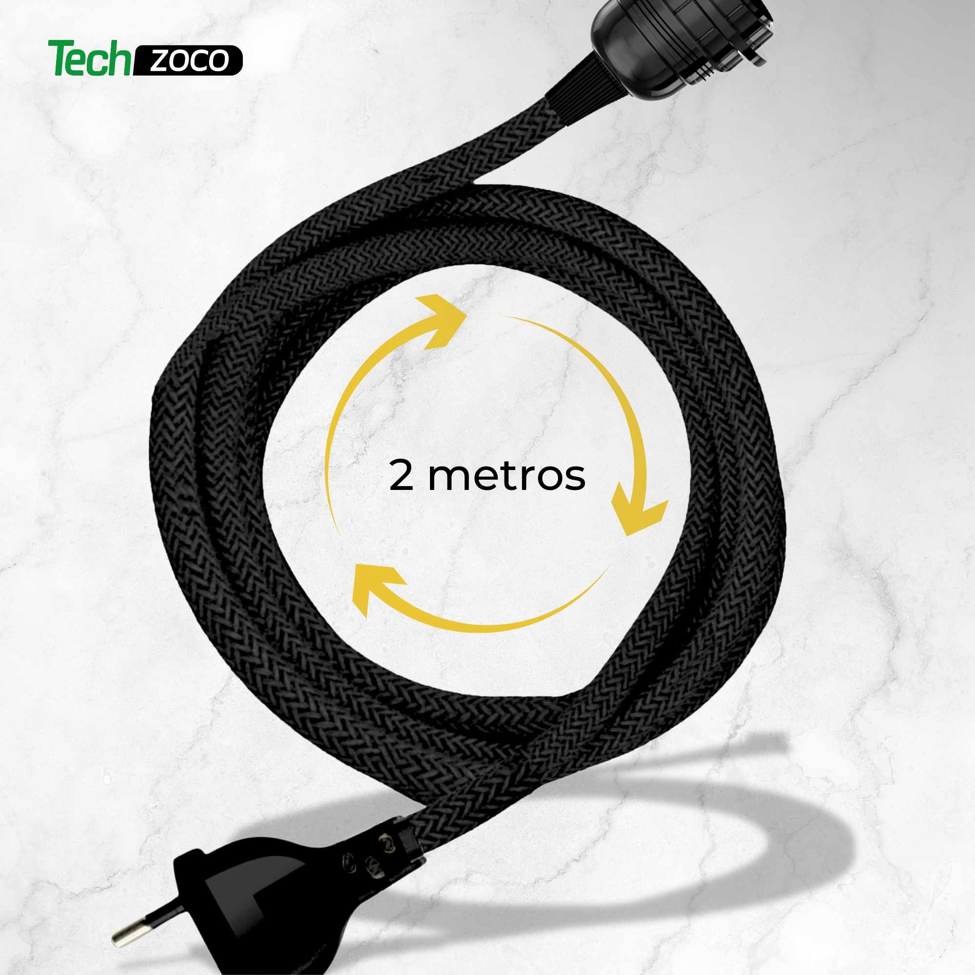Cable alimentacion trenzado portalampara E27 con interruptor 2 Metros Negro - imagen 6