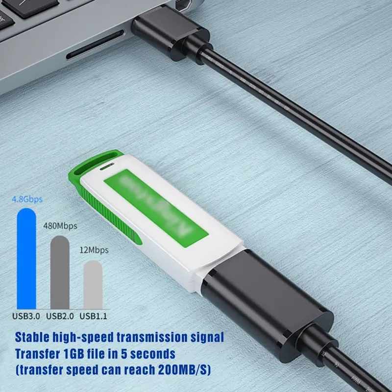 Cable Prolongador USB 3.0 tipo A macho a hembra 20 cm Negro - imagen 6