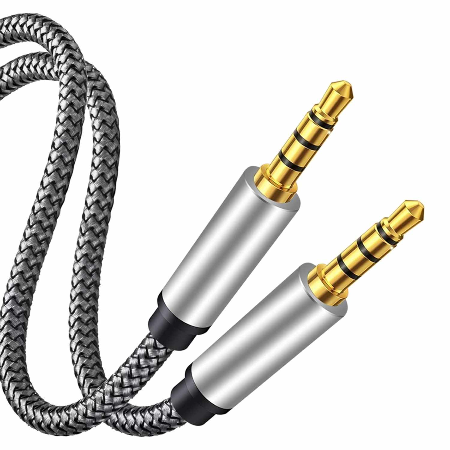Cable audio textil estéreo jack 3.5 macho 4 pin 50 cm