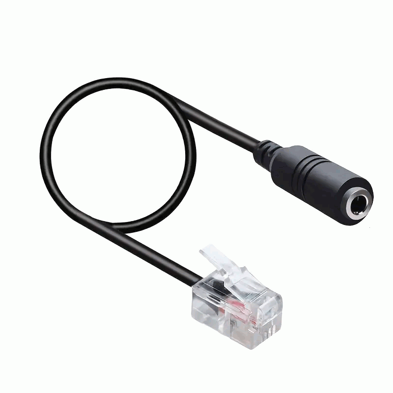 Cable Adaptador telefono RJ9 Macho a 1 x Jack de 3.5 mm 20 cm Negro