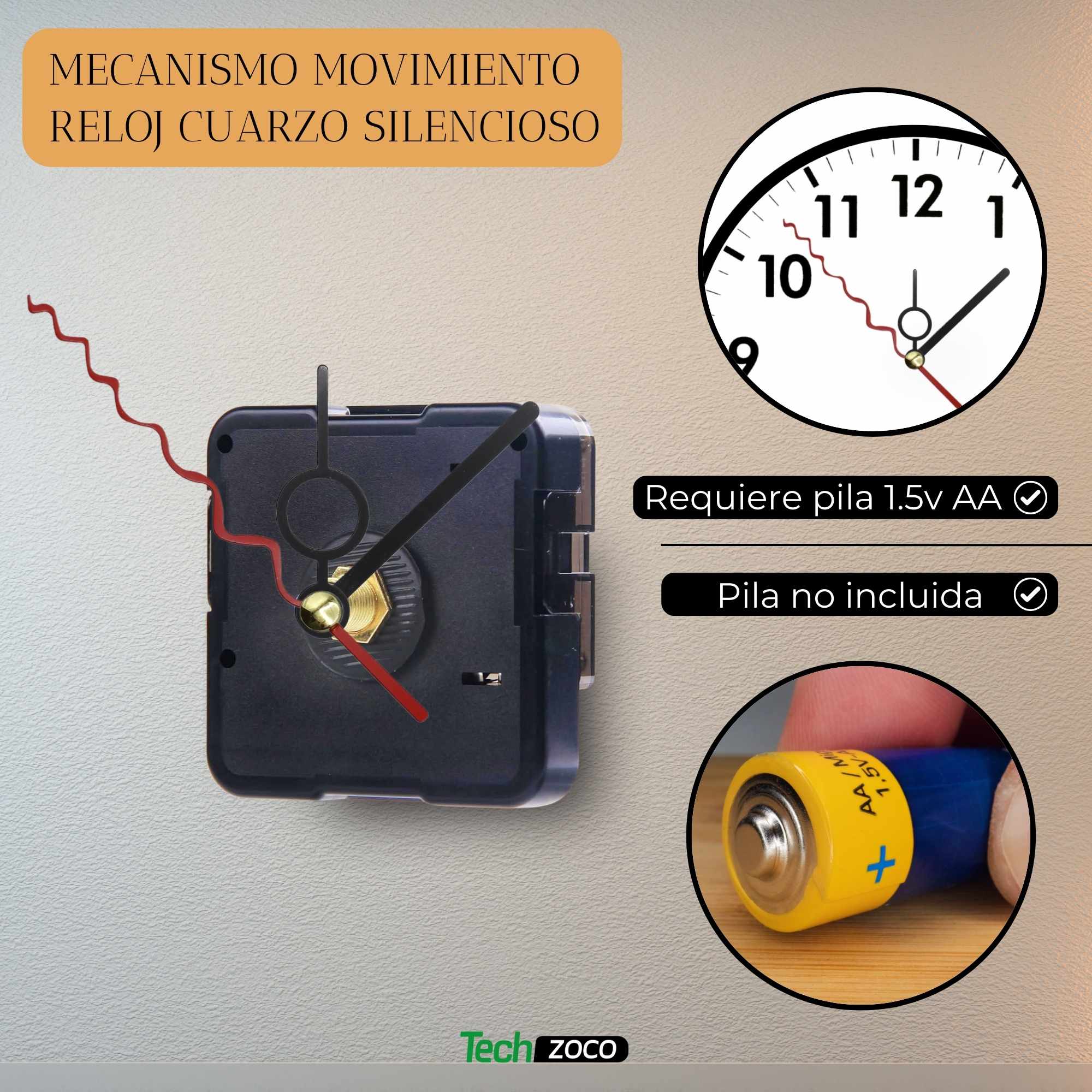 Mecanismo movimiento reloj cuarzo silencioso tipo 10 - imagen 2