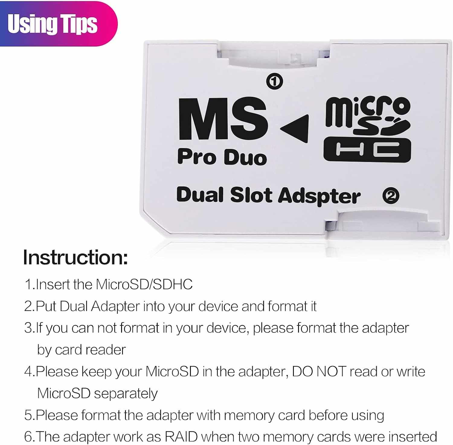 Adaptador micro SD a memory stick pro duo dual Blanco - imagen 7