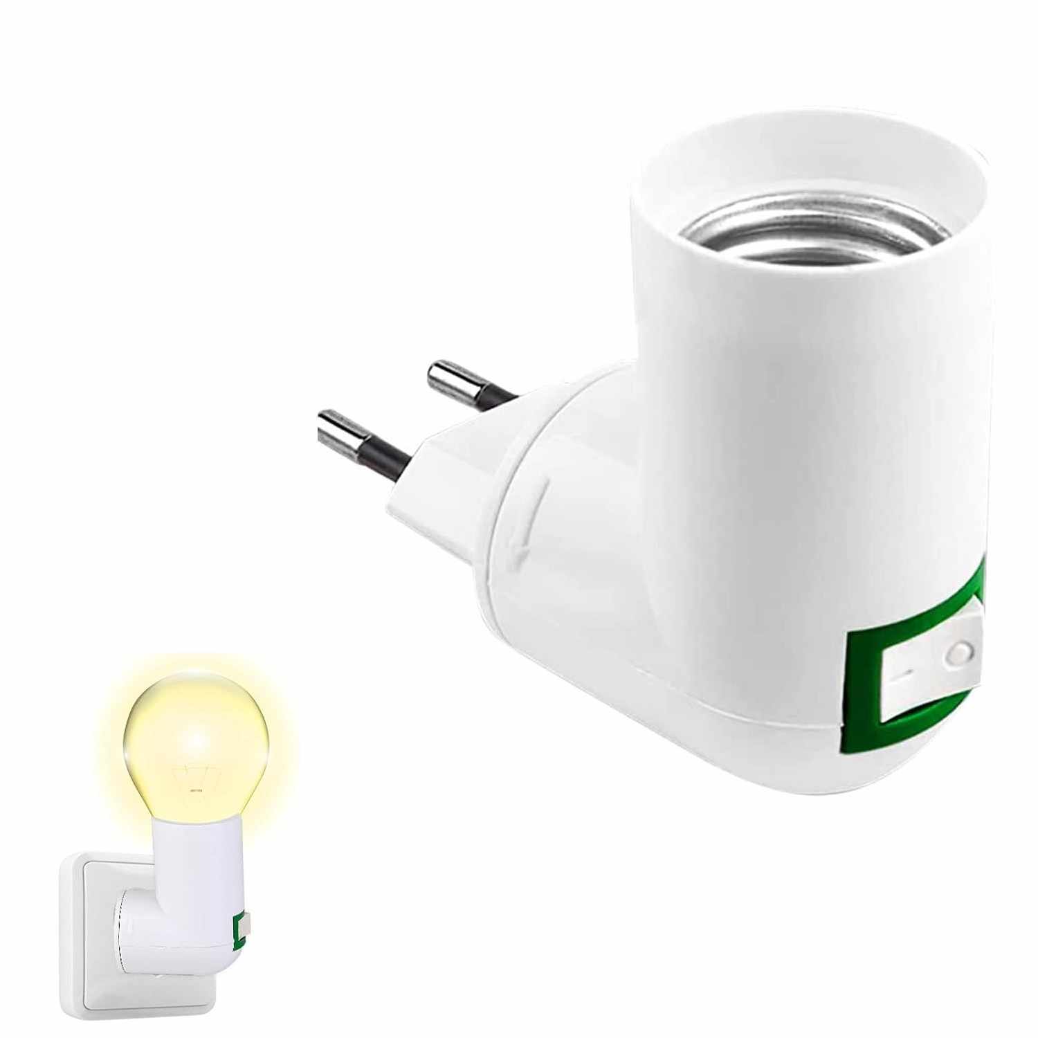Adaptador de Enchufe E27 Europeo con interruptor
