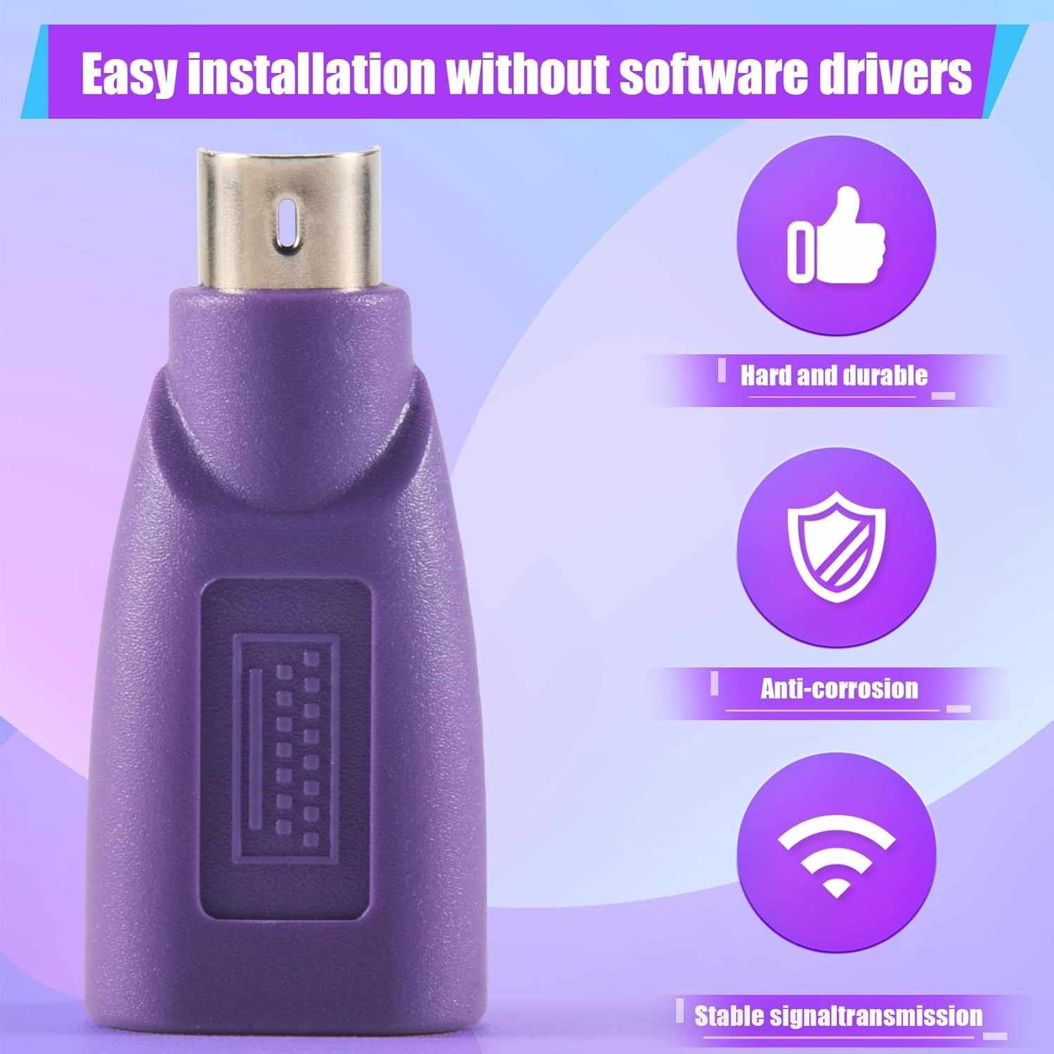 Adaptador USB a PS2 para teclado Morado - imagen 4