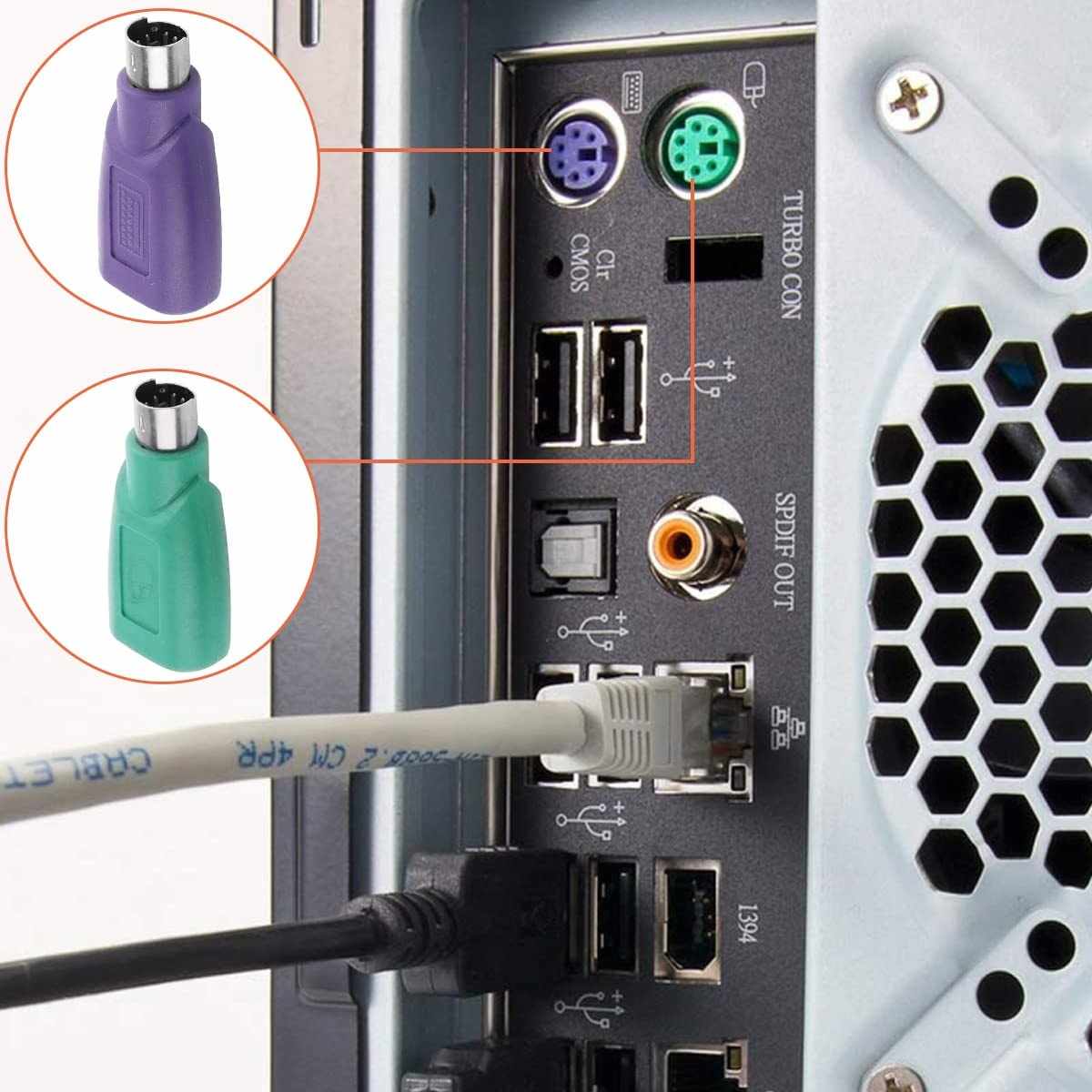 Adaptador USB a PS2 para teclado Morado - imagen 5