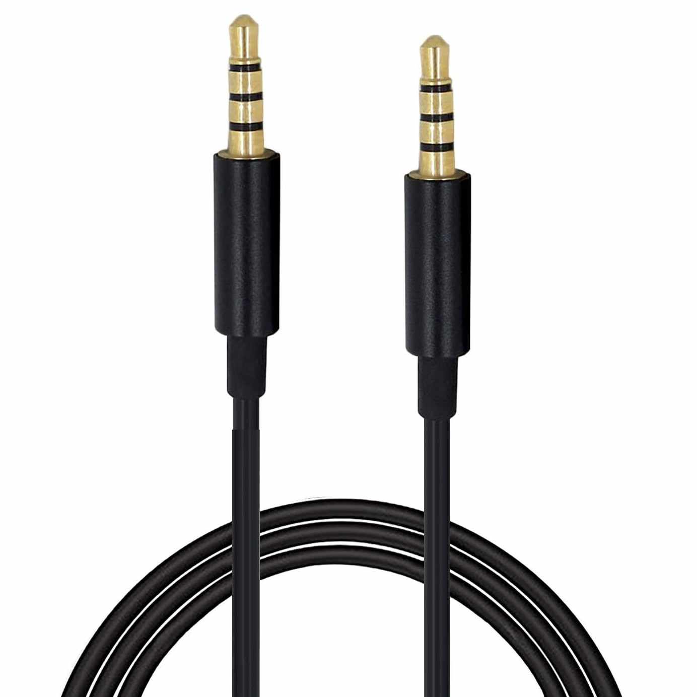 Cable de audio estereo jack 3.5 macho-macho 4 pin 3 Metros Negro - imagen 1