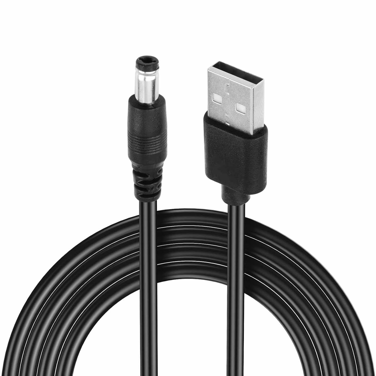 Cable alimentacion USB 2.0 DC 5.5 mm x 2.5 mm 0.8 Metros Negro
