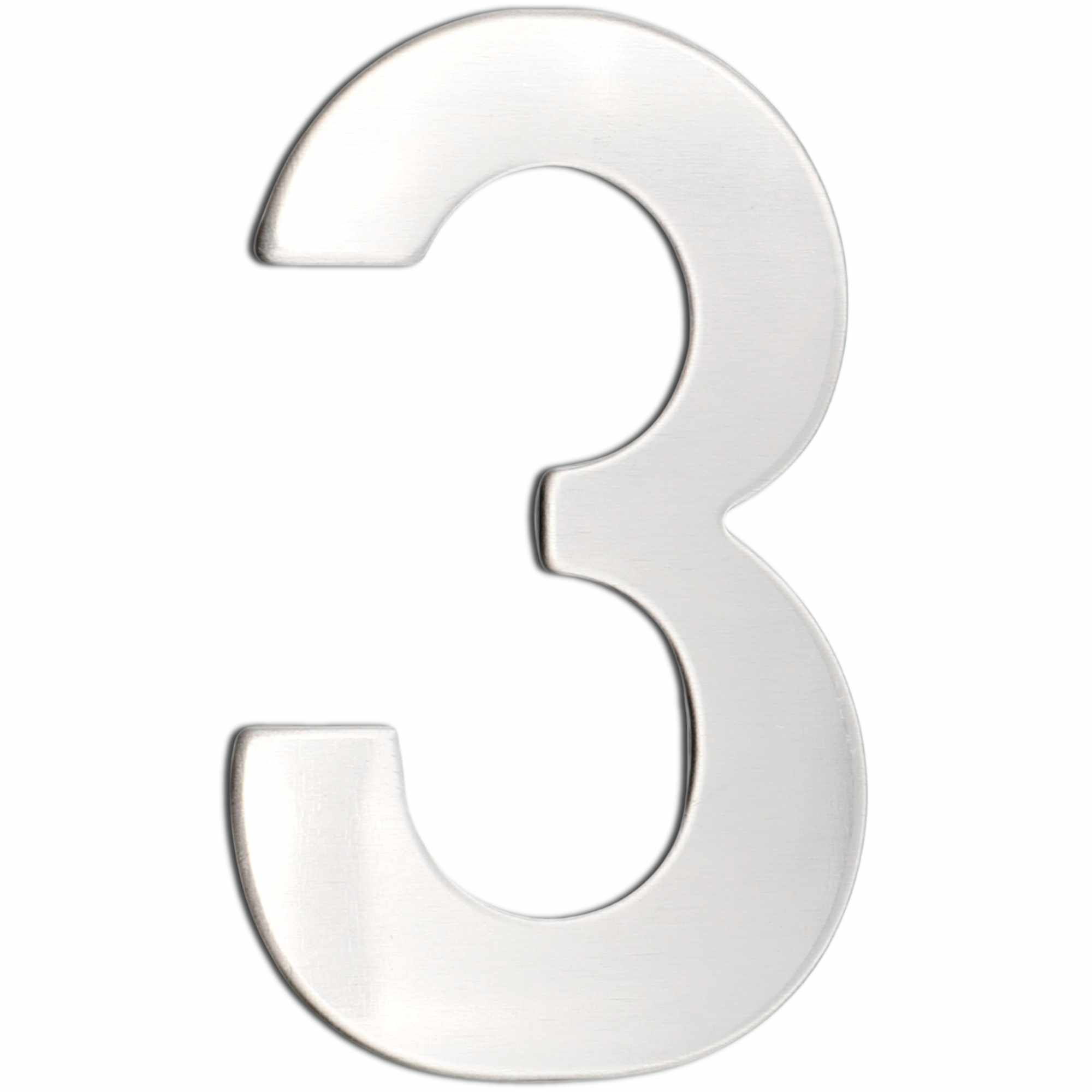 Numero 3 adhesivo en acero inoxidable 7.5 cm plateado