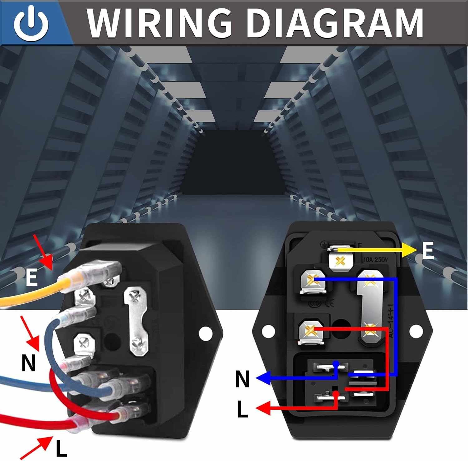 Conector alimentacion C14 AC con fusible hembra Negro 10 A - imagen 4