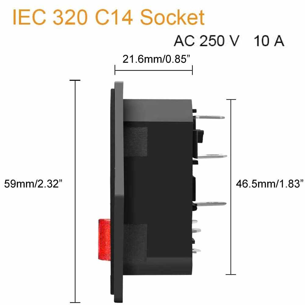 Conector alimentacion C14 AC con fusible hembra Negro 10 A - imagen 7
