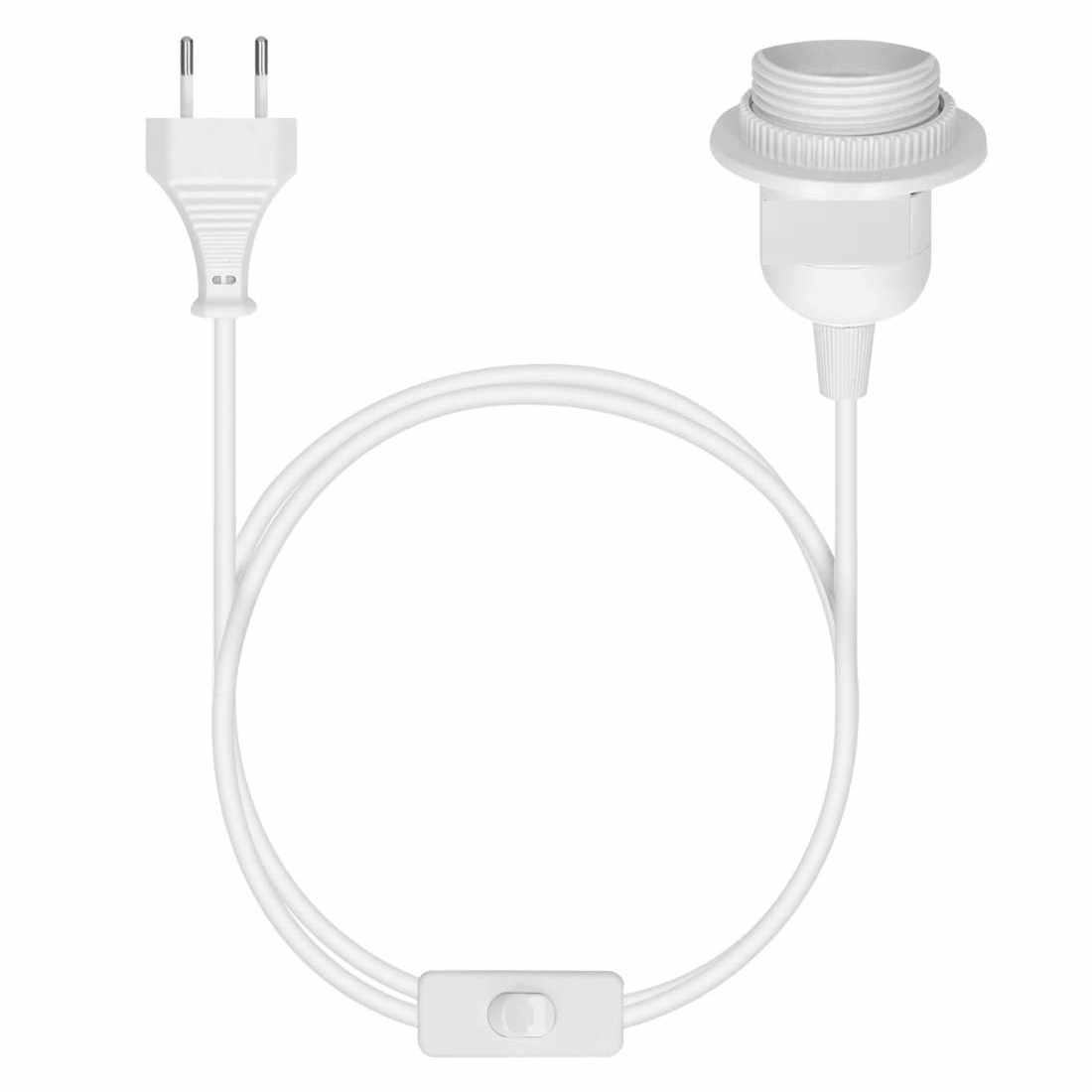 Cable alimentacion portalamparas E27 con interruptor 2 Metros Blanco