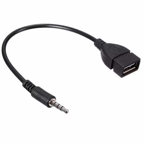Cable adaptador USB hembra a jack 3.5mm AUX macho 20 cm Negro - imagen 1