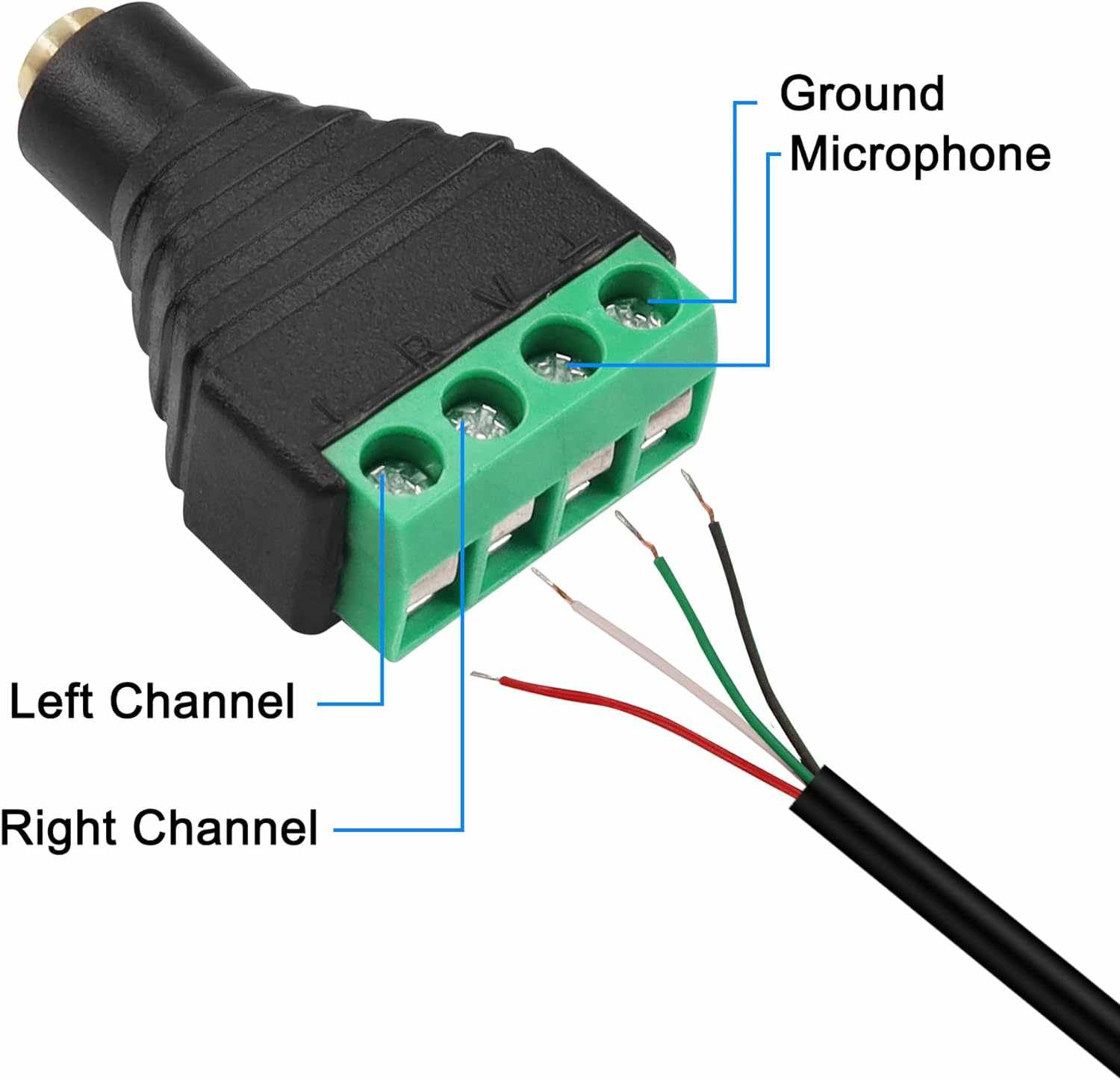 Conector Jack 3.5 mm hembra TRRS terminal de tornillo 4 pin Negro - imagen 4