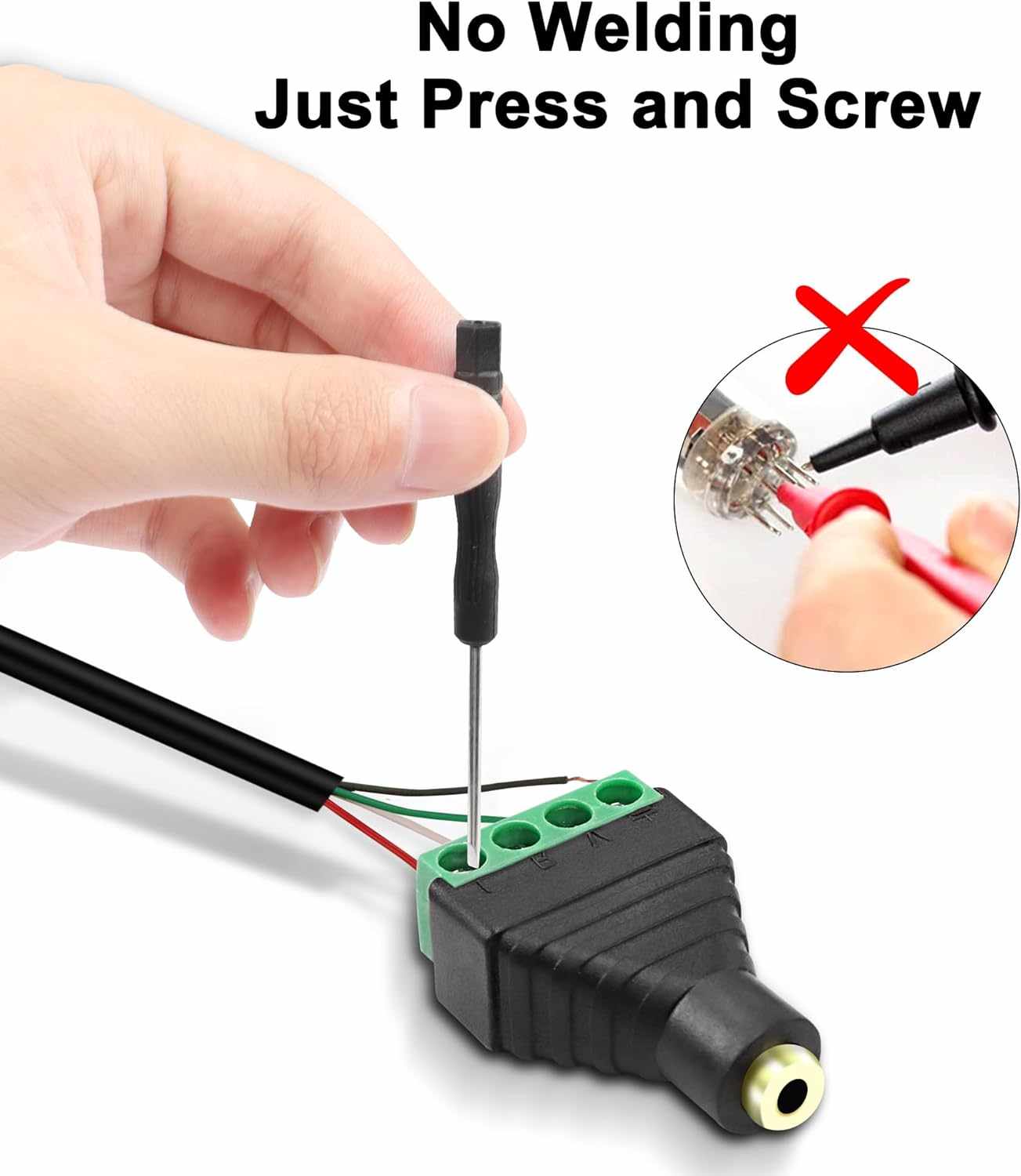 Conector Jack 3.5 mm hembra TRRS terminal de tornillo 4 pin Negro - imagen 5