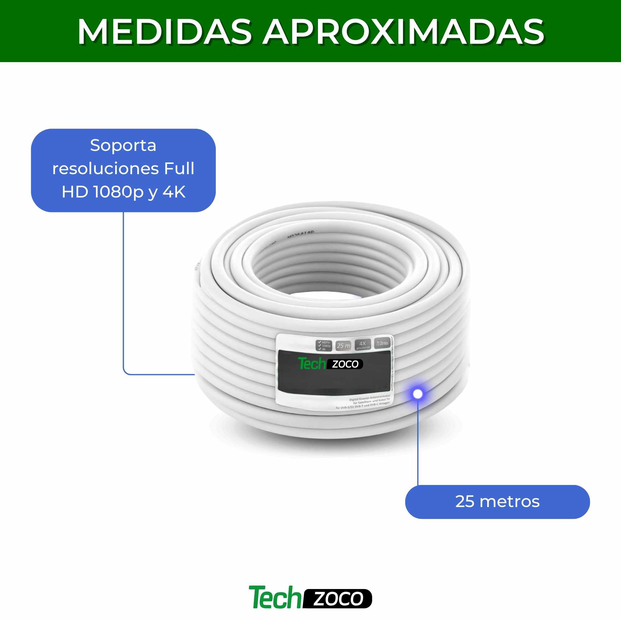 Cable antena coaxial doble blindaje 6.5 mm 25 Metros Blanco - imagen 5