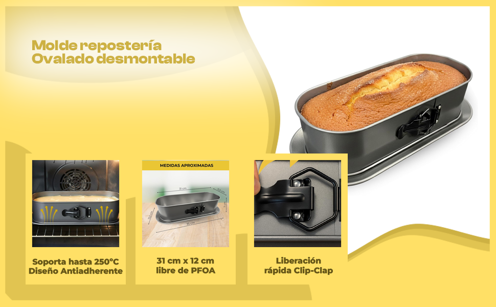 Banner - Molde desmontable ovalado con bandeja 31 cm