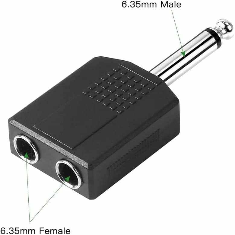 Adaptador audio mono 2x jack 6.35 hembra a Jack 6.35 macho - imagen 4