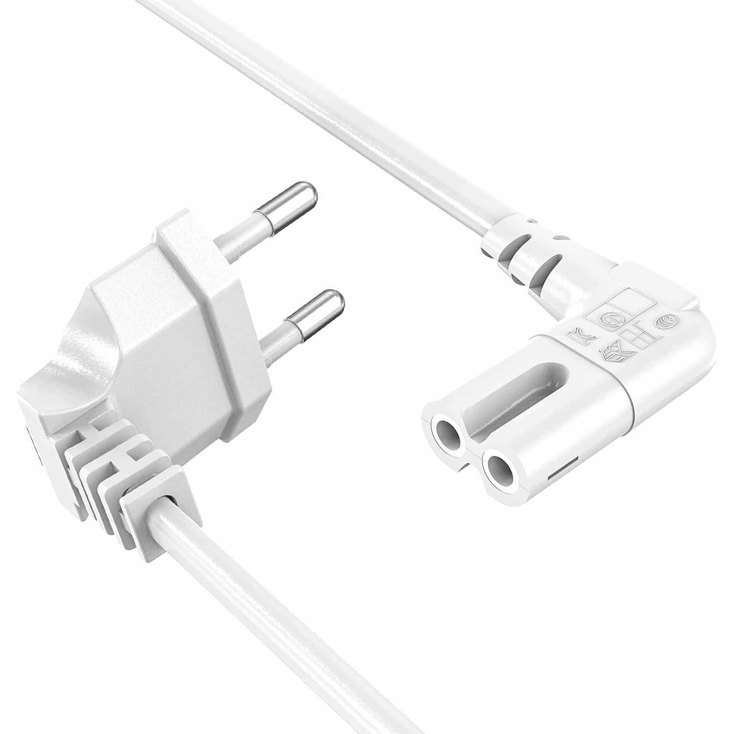 Cable de alimentacion IEC-320 acodado - C7 acodado 75 cm Blanco - imagen 1