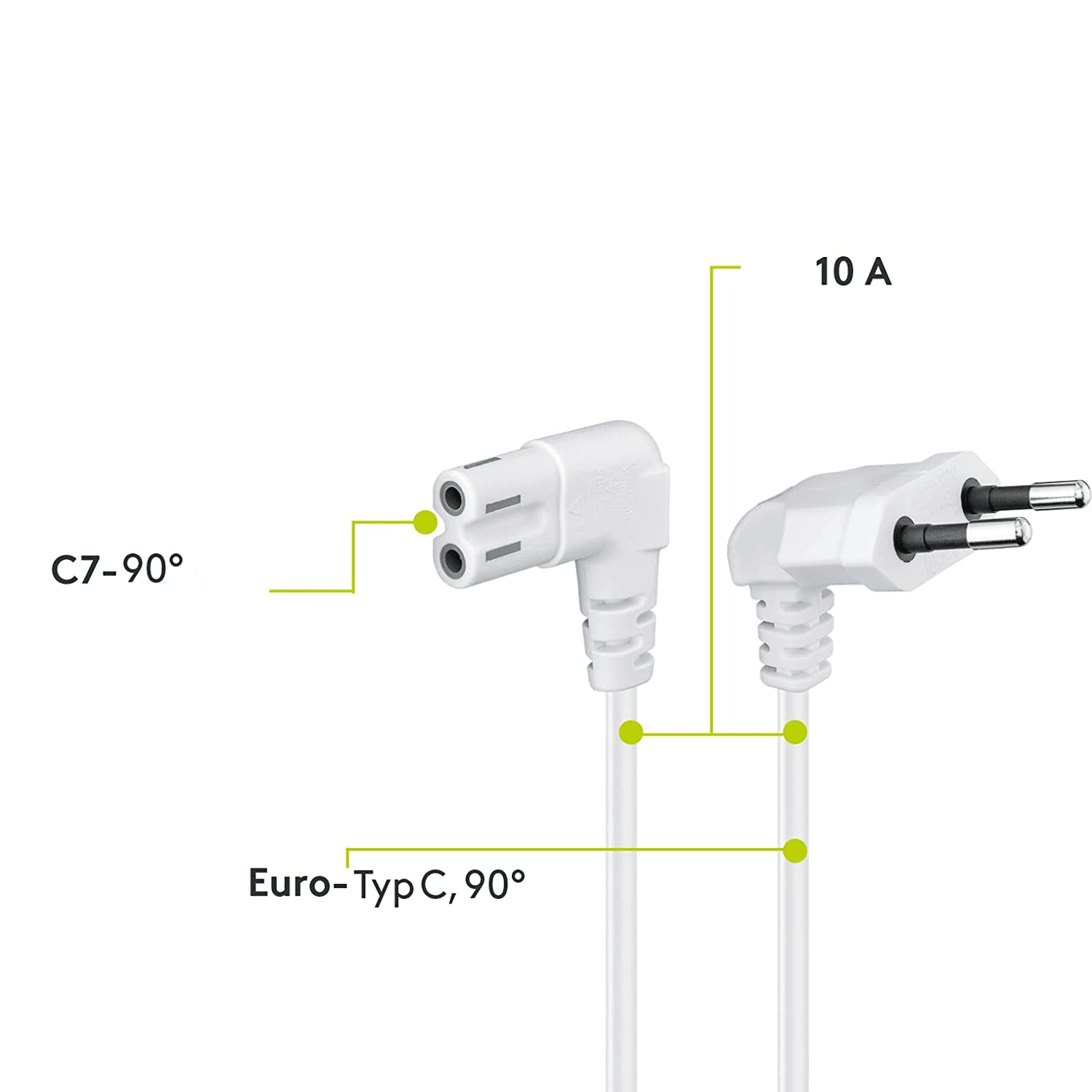 Cable de alimentacion IEC-320 acodado - C7 acodado 75 cm Blanco - imagen 6