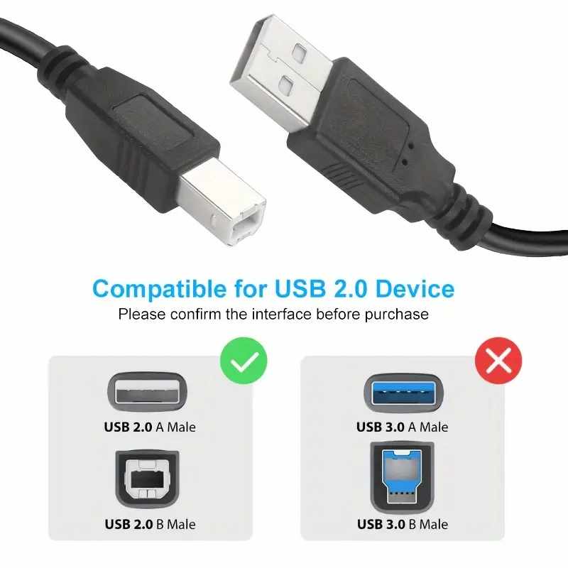 Cable USB 2.0 para impresora tipo B 1.80 Metro Negro - imagen 4